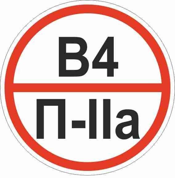 знак "категории помещения по взрывопожарной и пожарной опасности в4 п-iiа" 200х200мм пластик ekf pn-b4-p-lla от BTSprom.by
