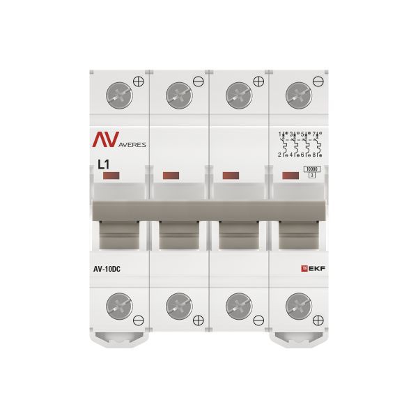  Выключатель автоматический модульный 4п L 1А 10кА AV-10 DC AVERES EKF mcb10-DC-4-01L-av фото в каталоге от BTSprom.by