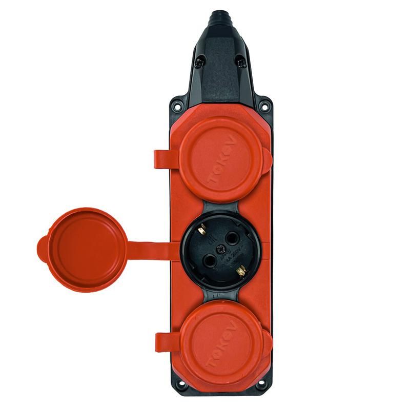 колодка удлинителя 3-м с заземл. 16а ip44 каучук красн. tokov tke-c13-kk3-z от BTSprom.by