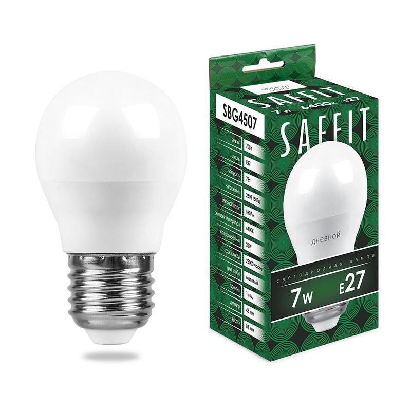 лампа светодиодная 7вт 230в e27 6400к g45 sbg4507 saffit 55124 от BTSprom.by