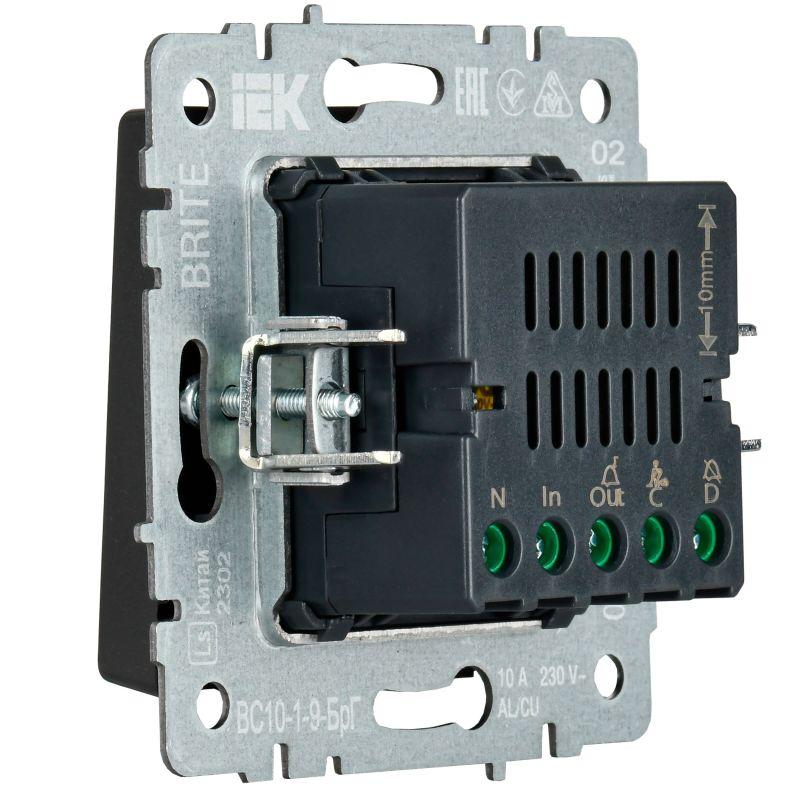  Кнопка звонка BRITE 10А ВС10-1-9-БрГ для отелей с индик. механизм графит IEK BR-V14-2-10-K53 фото в каталоге от BTSprom.by