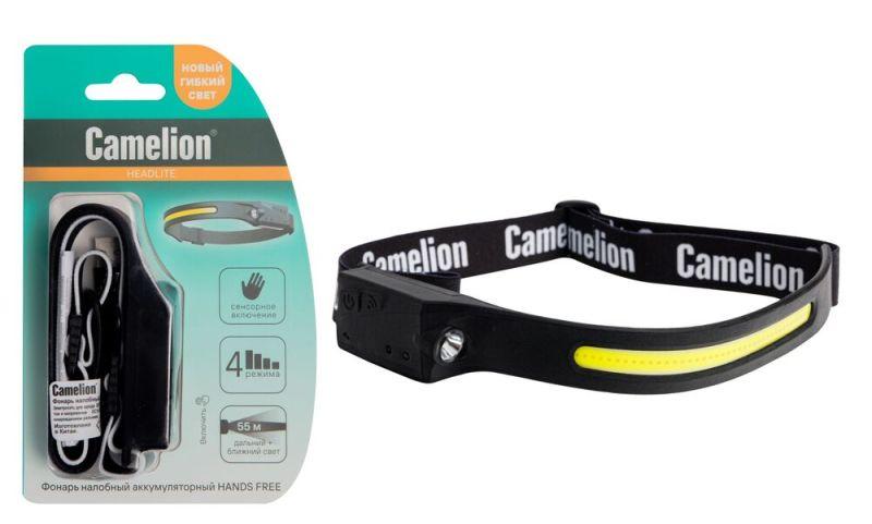 фонарь налобный led53407 аккум. 3.7в xpe+cob led 5вт 4 реж. type-c блист черн. camelion 15758 от BTSprom.by