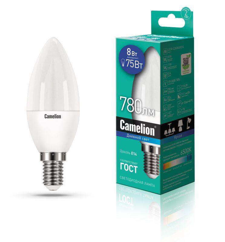 лампа светодиодная led8-c35/865/e14 8вт 220в camelion 13370 от BTSprom.by