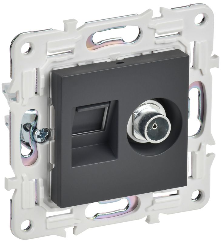 розетка двойная tv+rj45 кат.6e skandy sk-a15t титан iek sk-ak20-2-k48 от BTSprom.by