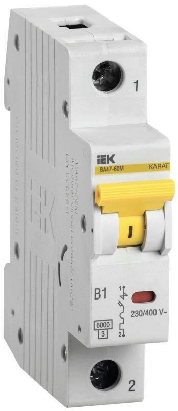 выключатель автоматический модульный 1п b 1а 6ка ва47-60m karat iek mva31-1-001-b от BTSprom.by