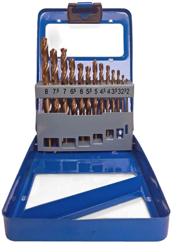  Набор сверл по металлу с кобальтом 5% в металлической коробке; 2-8мм (через 0.5мм) 13шт Profi Cutop 48-603 фото в каталоге от BTSprom.by