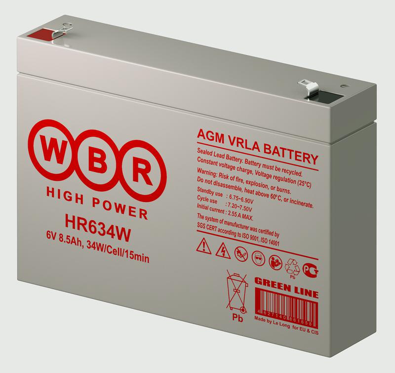  Аккумулятор 6В 9А.ч WBR HR634W WBR фото в каталоге от BTSprom.by