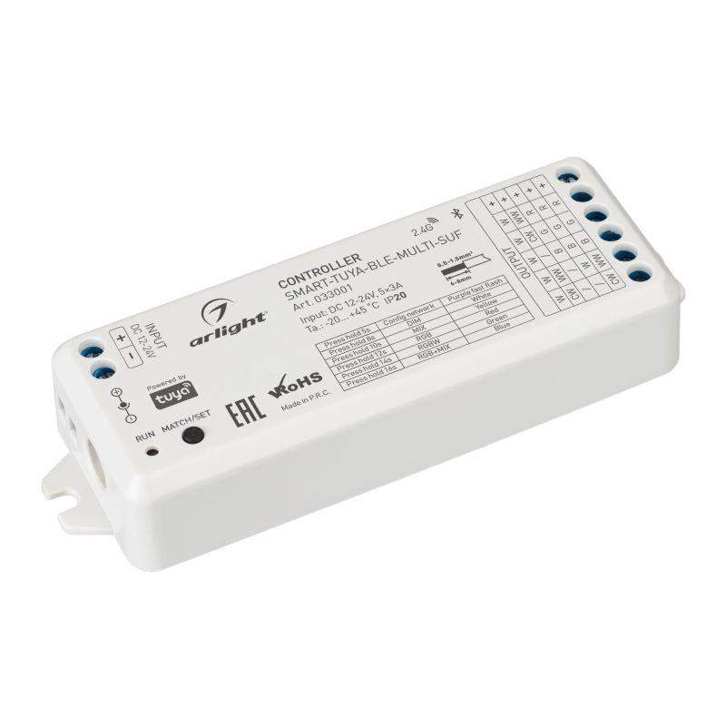 контроллер smart-tuya-ble-multi-suf (12-24в 5х3а rgb-mix 2.4g) (ip20 пластик) arlight 033001 от BTSprom.by