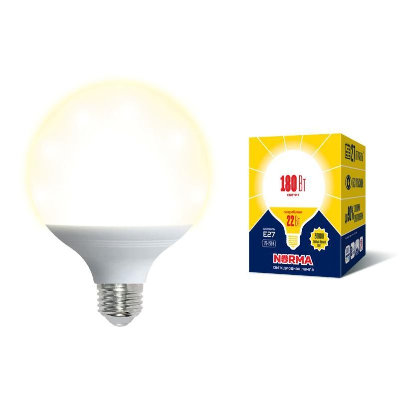 лампа светодиодная led-g120-22w/3000k/e27/fr/nr norma 22вт матовая 3000к тепл. бел. e27 (упак. картон) volpe ul-00004875 от BTSprom.by