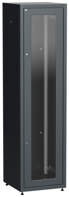 шкаф сетевой linea e 33u 600х600мм стекл. передняя дверь задняя металлическая черн. itk le05-33u66-gm от BTSprom.by