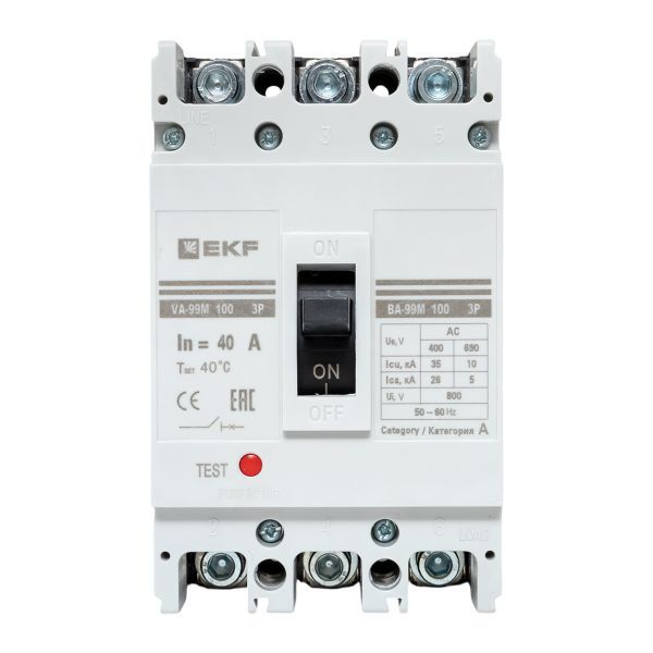 Выключатель автоматический 3п 100/40А 35кА ВА-99М PROxima EKF mccb99-100-40m фото в каталоге от BTSprom.by