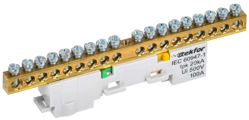 шина pe "земля" неизол. на универс. держ. 6х9-18-ж tekfor iek tf-nn10-18-dl-k05 от BTSprom.by