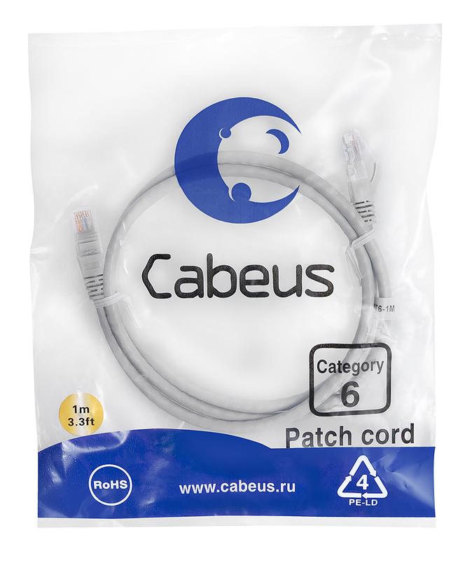 патч-корд u/utp кат.6 pc-utp-rj45-cat.6-1m 2xrj45/8p8c неэкранир. pvc 1м сер. cabeus 7267c от BTSprom.by