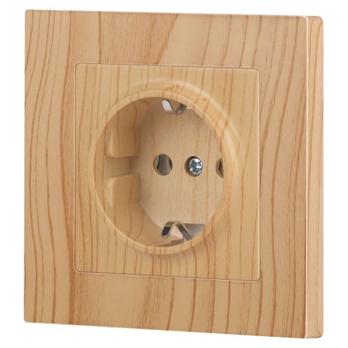  Розетка 1-м СП Accent 6-202-11 16А IP20 250В 2P+E Schuko сосна Intro Б0063706 фото в каталоге от BTSprom.by