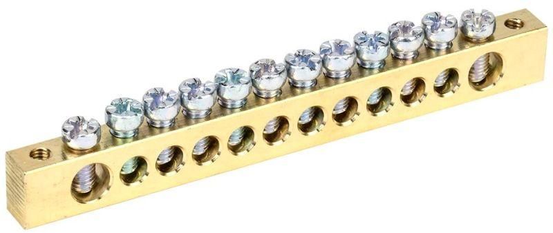 шина pen "земля-ноль" 8х12мм 12/2 (12групп/крепеж по краям) iek ynn21-12-100 от BTSprom.by