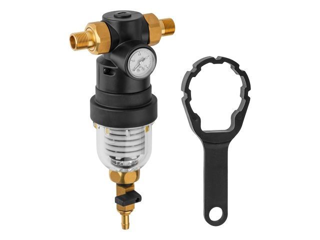 фильтр самоочищающийся 1/2" нар., с манометром, av engineering (инд. упак.) (промывной латунный, фильтр разборный, ступенчатый) ave115701kg от BTSprom.by
