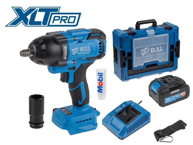аккум. ударный гайковерт bull sc 1807 xcase, xltpro, бесщет., 18 в, 750 н*м, 1/2", 1х4 а*ч, з/у 4 а (вес 2,24 кг) 1329722 от BTSprom.by