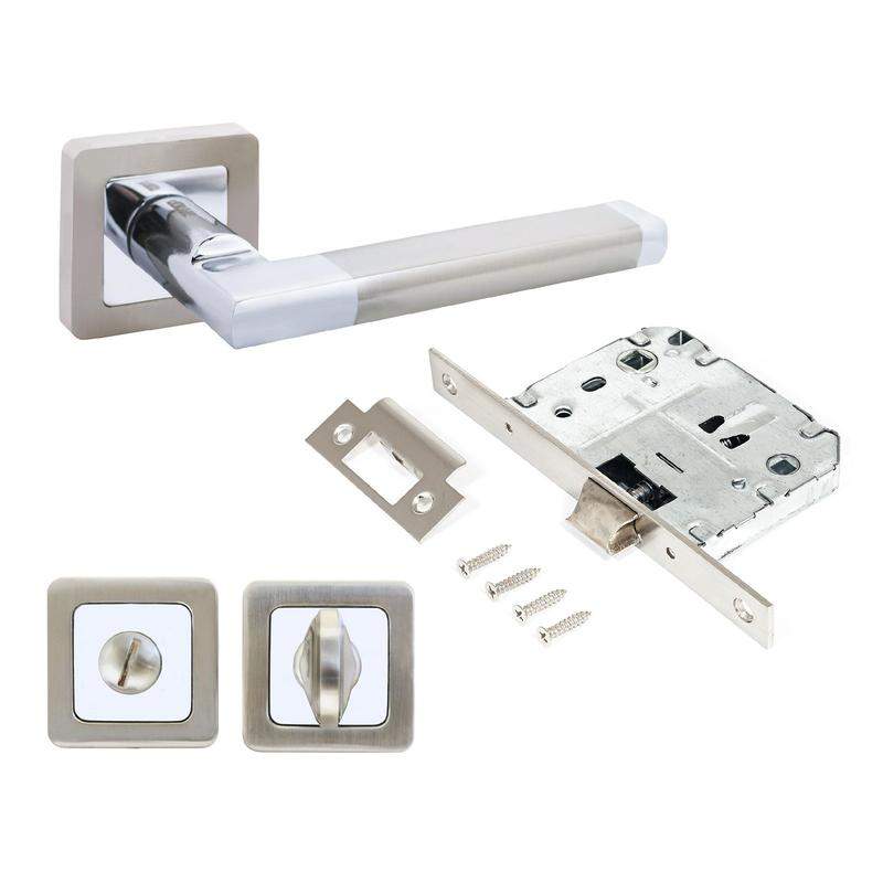 комплект ручка и защ с фикс арт "венсан" sn/cp+l7050s sn+bk-s1 sn/cp(2682/s7050) матов. никель/хром аллюр 14 667 от BTSprom.by