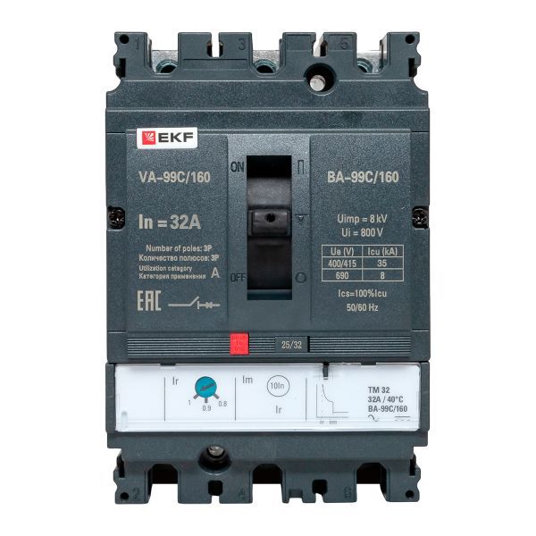  Выключатель автоматический 3п 160/32А 36кА ВА-99C Compact NS PROxima EKF mccb99C-160-32 фото в каталоге от BTSprom.by