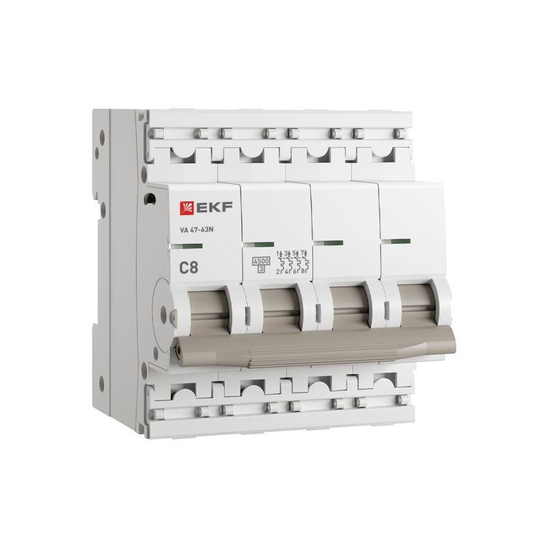 выключатель автоматический 4п c 8а 4.5ка ва 47-63n proxima ekf m634408c от BTSprom.by
