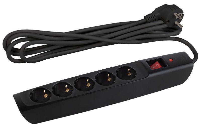 удлинитель с сетевым фильтром 5х4м с заземл. 10а ip20 sfx-5es-4m-b с выкл. черн. эра б0044022 от BTSprom.by
