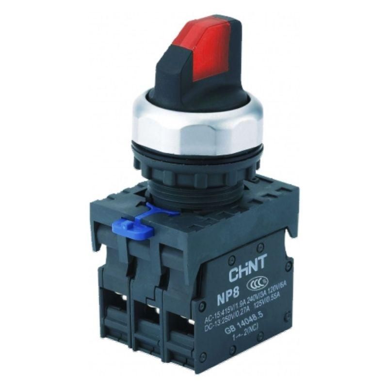переключатель с подсветкой np8-01xd/214 2 полож. фикс. ac110-230в(led) 1нз ip65 (r) красн. chint 667568 от BTSprom.by