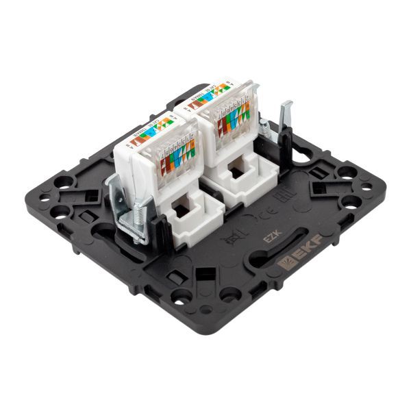  Розетка компьютерная 2-м Стокгольм RJ-45 механизм черн. EKF EZK02-035-10 фото в каталоге от BTSprom.by