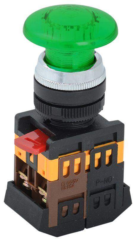 кнопка "грибок" aela-22 d22мм 1з+1р 240в неон зел. iek bbg20-aela-k06 от BTSprom.by