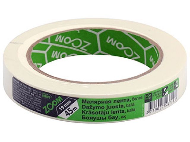 лента малярная 19ммх45м zoom, белая (белая) 02-5-1-101 от BTSprom.by