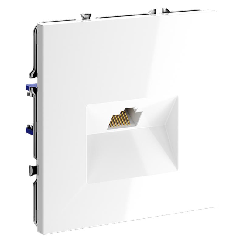  Розетка компьютерная 1-м СП S70 RJ45 кат.6 механизм бел. глянцевый Voltum VLS060101 фото в каталоге от BTSprom.by