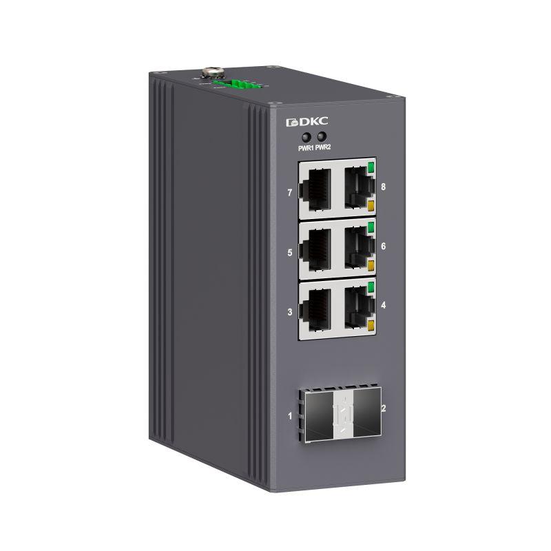 коммутатор промышленный неуправляемый 2х100base-x sfp слотов: 6х 10/100base-t(x) портов rj45 12-48в dc/18-30в ac с резервированием dkc n1000-2sfp6t-p2 от BTSprom.by