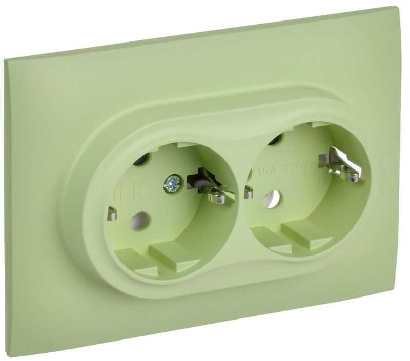 розетка 2-м skandy 16а с заземл. без защ. шторок в сборе sk-r08g мятный iek sk-r21-16-k06-f от BTSprom.by