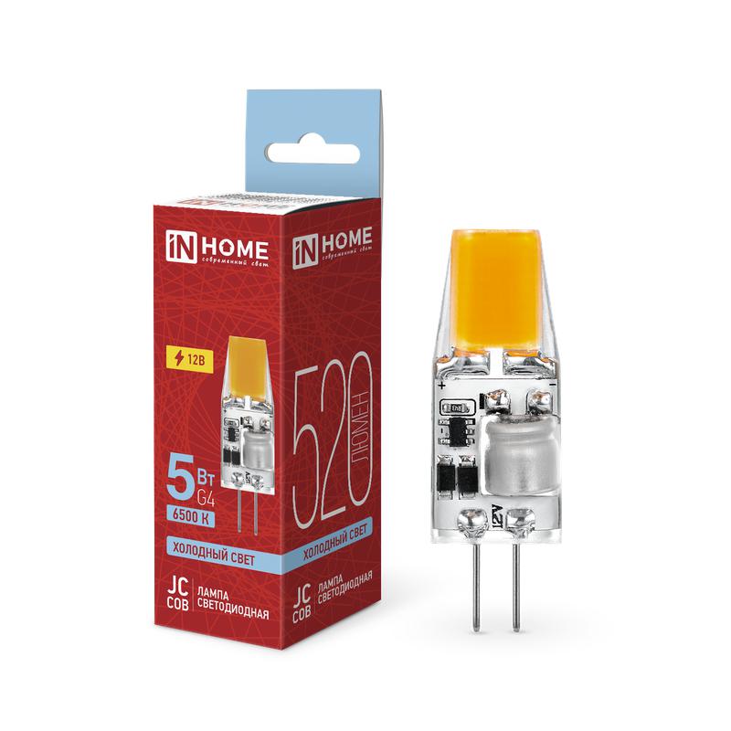 лампа светодиодная led-jc-cob 5вт 12в g4 6500к 520лм in home 4690612060279 от BTSprom.by