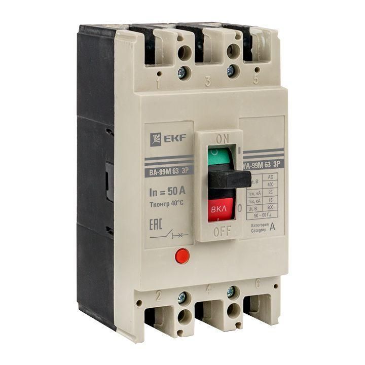 выключатель автоматический 3п 63/50а 25ка ва-99м proxima ekf mccb99-63-50m от BTSprom.by