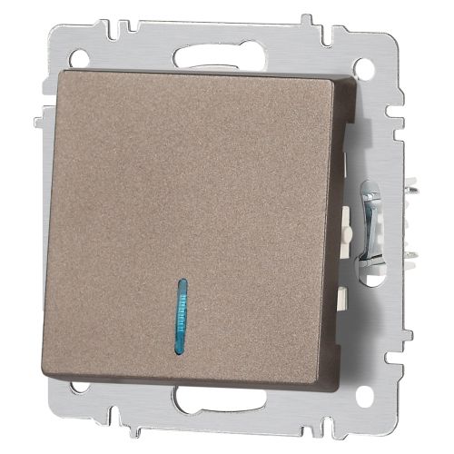  Выключатель 1-кл. СП Accent 6-102-08 10А IP20 250В с подсветкой AL/CU бронза Intro Б0063463 фото в каталоге от BTSprom.by