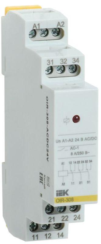 реле промежуточное oir 3 конт. (8а) 24в ac/dc iek oir-308-acdc24v от BTSprom.by