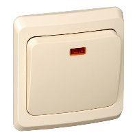  Выключатель кнопочный 1-кл. СП Этюд 10А IP20 с подсветкой с самовозвратом крем. SE KC10-002K фото в каталоге от BTSprom.by