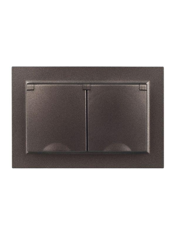  Розетка 2-м СП BRITE 16А в сборе IP44 с крышкой бронза IEK BR-R26-16-44-K45-F фото в каталоге от BTSprom.by