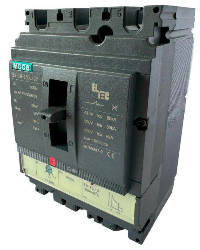  Выключатель автоматический MCCB BA-TM-160L/3P 100А (термомагнитый ТМ ICU:50KA) ELTEC 1200100 фото в каталоге от BTSprom.by