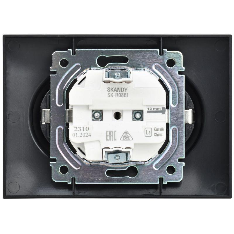  Розетка 2-м SKANDY 16А с заземл. без защ. шторок в сборе SK-R08Bl черн. IEK SK-R21-16-K02-F фото в каталоге от BTSprom.by