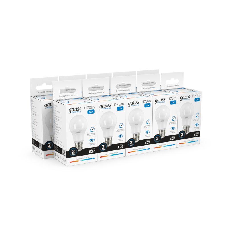 Лампа светодиодная Elementary 12Вт A60 грушевидная 6500К холод. бел. E27 1170лм GAUSS 23232 фото в каталоге от BTSprom.by