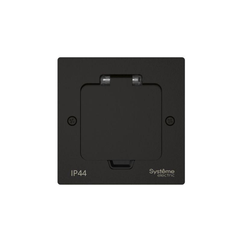  Лючок MultiDesk MDK21 с розеткой 2P+E 16А 250В IP44 с монтажной коробкой для стены фальшпола стола черн. матов. SE MDK21102MBA фото в каталоге от BTSprom.by