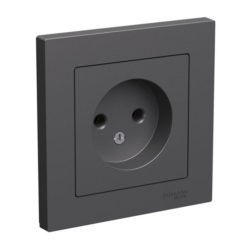 розетка atlasdesign без заземл. 16а в сборе базальт se atn001440 от BTSprom.by