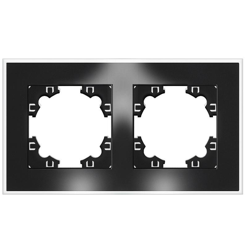 рамка 2-м афина стеклянная графит universal 2255 от BTSprom.by