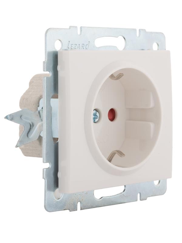  Розетка 1-м Rain защ. шторки керамика механизм бел. LEZARD 703-0288-124 фото в каталоге от BTSprom.by