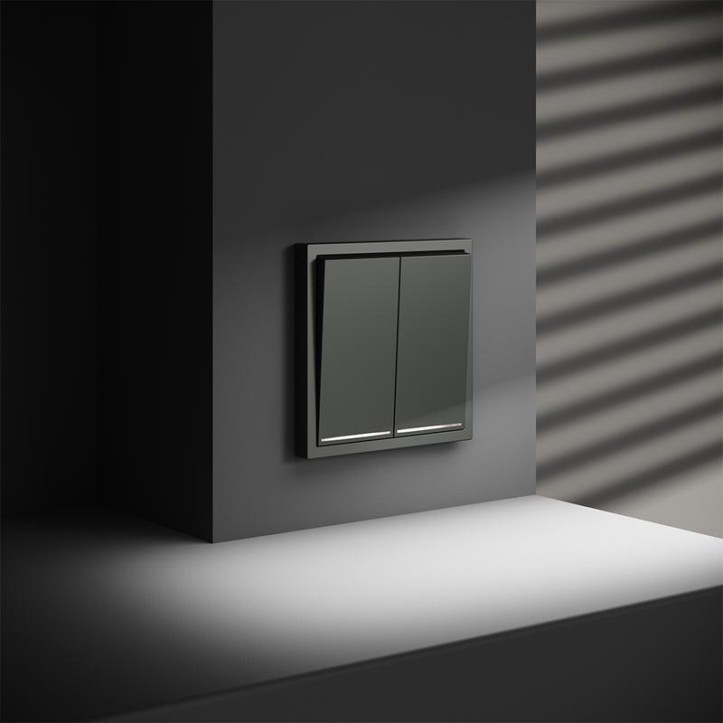  Выключатель 2-кл. СП S70 10А с подсветкой механизм титан Voltum VLS020206 фото в каталоге от BTSprom.by