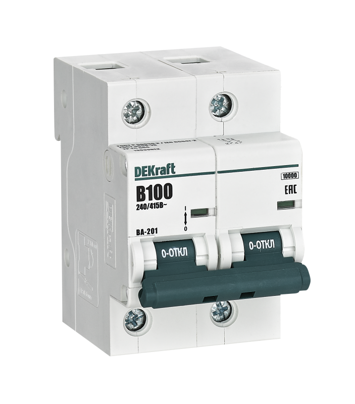 выключатель автоматический 2п b 100а 10ка ва-201 dekraft 13039dek от BTSprom.by