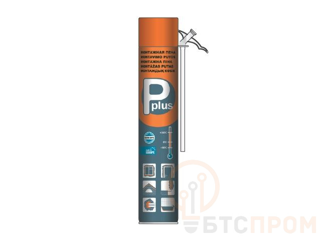 Пена монтажная бытовая всесезонная PPLUS (600г) (Выход около 36л) (P Plus) 01-0-0-031 фото в каталоге от BTSprom.by  Пена монтажная бытовая всесезонная PPLUS (600г) (Выход около 36л) (P Plus) 01-0-0-031 фото в каталоге от BTSprom.by