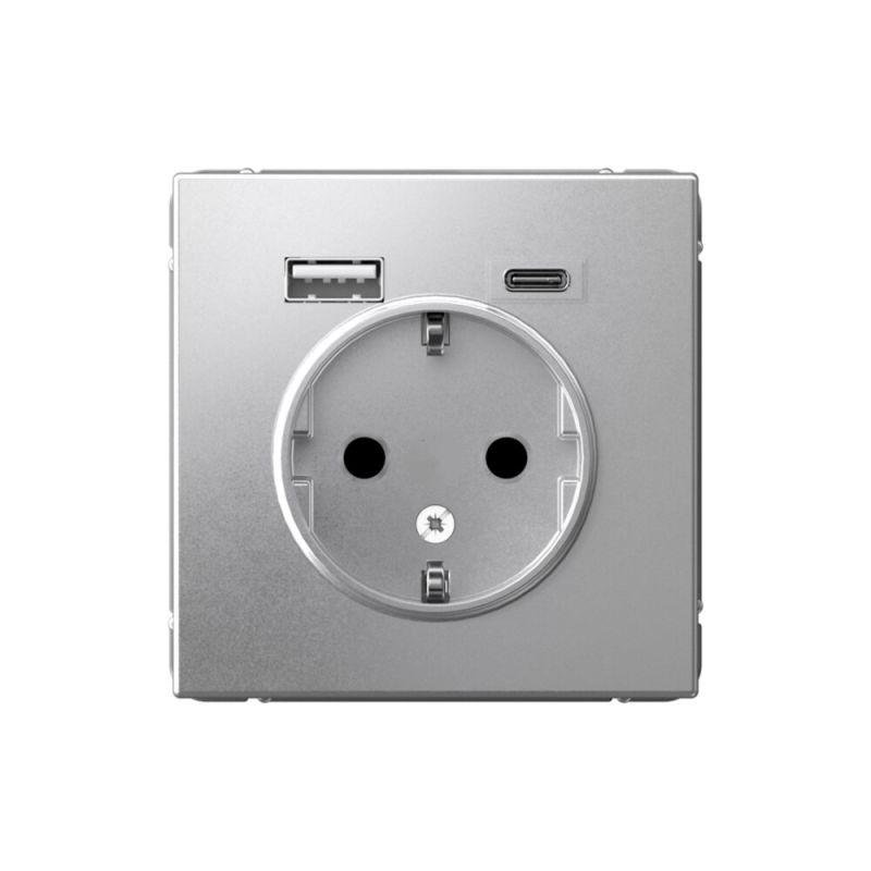 розетка artgallery 16а с 2-мя заряд. устройствами usb a+c 5в/2.4а/3а 2х5в/1.5а механизм алюм. se gal000332 от BTSprom.by