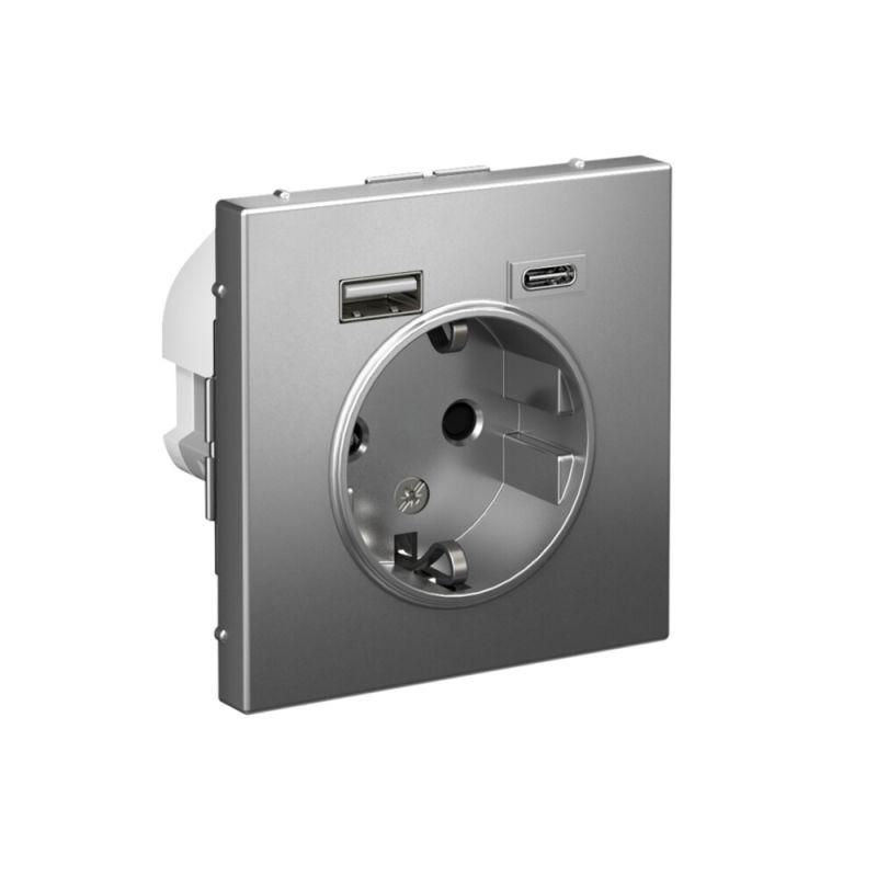  Розетка ArtGallery 16А с 2-мя заряд. устройствами USB A+C 5В/2.4А/3А 2х5В/1.5А механизм сталь SE GAL000932 фото в каталоге от BTSprom.by